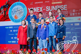 Champion Yuta Watanabe and Arisa Higashino of Japan and first runner-up WANG Yilyu and HUANG Dongping of China in the Mixed Doubles.