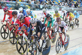 在女子捕捉賽(一級賽事)中，單車手楊倩玉為香港隊奪得一面銅牌。