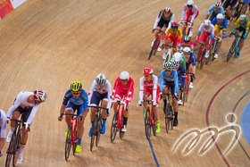 In the Hong Kong Velodrome, top cyclists are competing for the championship title.