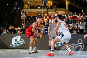 Oliver Xu, player of Hong Kong, China 3x3 Men's Team playing in the match