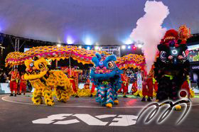 Traditional Dragon and Lion Dance in the opening ceremony