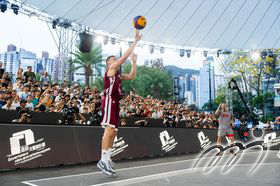 Agnis Čavars, one of the key player in Latvia team, score from outside