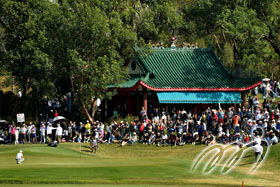 The crowd watches the action on the 10th Green