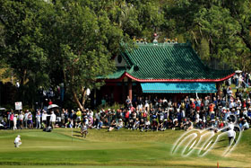 The crowd watches the action on the 10th Green