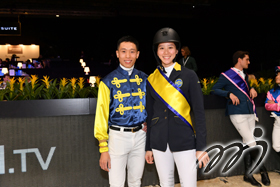 Jacqueline Lai (right) partnered with Vincent Ho (left) as the Team HKJC at the HKJC Race of the Riders.