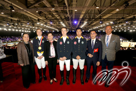 Chief Executive of the Hong Kong Special Administrative Region, Mrs. Carrie Lam (third from left) visits the Masters to support our Hong Kong riders.