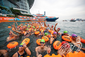 Swimmers plunged into the water in batches and swam from the Golden Bauhinia Square Public Pier in Wan Chai to the finish at the Avenue of Stars in Tsim Sha Tsui.