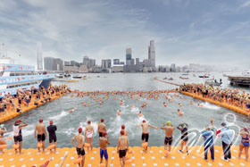The New World Harbour Race sees about 3,000 participants swimming across the harbour.