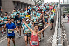 Having run for more than 40km, runners barrel down the Marsh Road Flyover with no signs of tiredness.