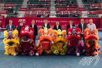 Bank of China Hong Kong Tennis Open 2025 was opened by (l to r): tournament ambassador Pat Cash, ATP Supervisor Cedric Mourier, President of the Hong Kong, China Tennis Association (HKCTA) Michael Cheng, Mr Dane Cheng, Executive Director of the Hong Kong Tourism Board, Mr Chan Man Deputy Chief Executive of Bank of China (Hong Kong), Oscar Chow, HKCTA Honorary Secretary and Chairman of Hong Kong Tennis Open Steering Committee, Tournament Director Luiz Carvahlo, and tournament ambassador Mark Woodforde.