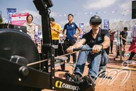 Mr. Jean-Christophe Rolland, President of World Rowing Federation experienced the AR/VR indoor rowing at the World Champ Square (Central)