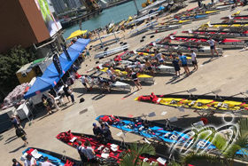 Quick shot of the Boatyard with different coastal rowing boat class at the race venue in Royal Hong Kong Yacht Club, which is also the Venue & Delivery Partner and Legacy & Lead-up Partner of the 2019 WRCC