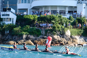 The winners of the Coastal Women's Coxed Quadruple Sculls (HKG) crossed the finish line 