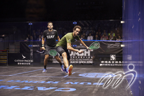 In the men's final, Ramy ASHOUR from Egypt, a two-time champion and a former world-number-one, is playing against his fellow countryman Karim Abdel GAWAD.