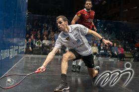 Men's semifinal, World ranking number 1, Egyptian Ali Farag (Front) vs Egyptian Mostafa Asal(Back). 