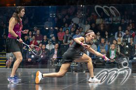 Women's semifinal, World ranking number 1, Egyptian Nour ElSherbini (Left) vs the third seed, USA player Amanda Sobhy (Right).
