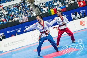 (From left)Athletes NG Kadence and WONG Yat Tung, representatives of the Hong Kong Taekwondo Poomsae Team in Recognized Poomsae Pair Cadet