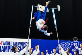 Athletes representing the Italian Taekwondo Poomsae Team in the Freestyle Poomsae Mixed Team Over 17