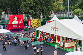 Many of the public are watching the Singles final for free at the Tournament Village next to the Tennis Stadium.