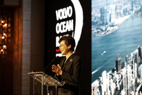 Mrs Carrie LAM, Chief Executive of the Hong Kong Special Administrative Region, delivers a speech at the Awards Presentation Dinner for the Volvo Ocean Race. Mrs Carrie LAM, Chief Executive of the Hong Kong Special Administrative Region, delivers a speech at the Awards Presentation Dinner for the Volvo Ocean Race.