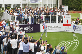 Taichi Kho (Hong Kong) tees off at the first hole on day three of the World City Championship at Fanling.