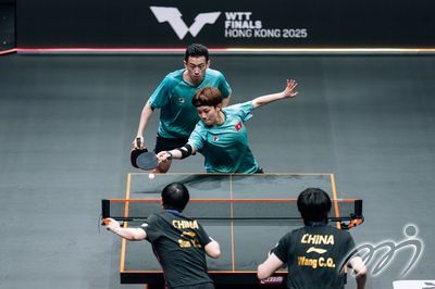 Hong Kong, China's DOO Hoi Kem and WONG Chun Ting are in action in their third mixed doubles match at the WTT Finals Hong Kong 2025, taking on China's pairing WANG Chuqin and SUN Yingsha.