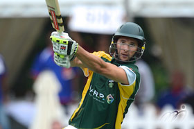 The South Africa cricketer (in green) striked with impressive precision.